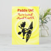 Kayak Kano Plezierige Silhouet Uitnodiging (Staand voorkant)