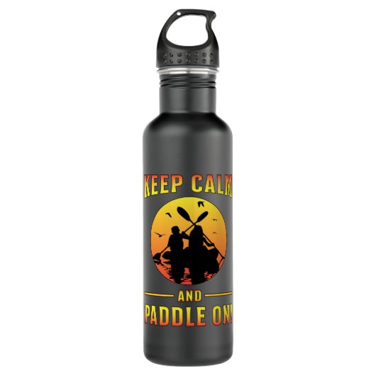 Kayak Kayaking Canoe Paddle Keep Calm Funny Gift Waterfles (Voorkant)