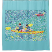Kayak Kayaking in Pointillism - Shower Curtains Douchegordijn (Voorkant)