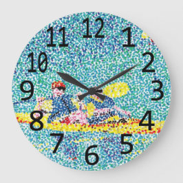 Kayak Kayaking Scene Pointillism Wall Clocks Grote Klok