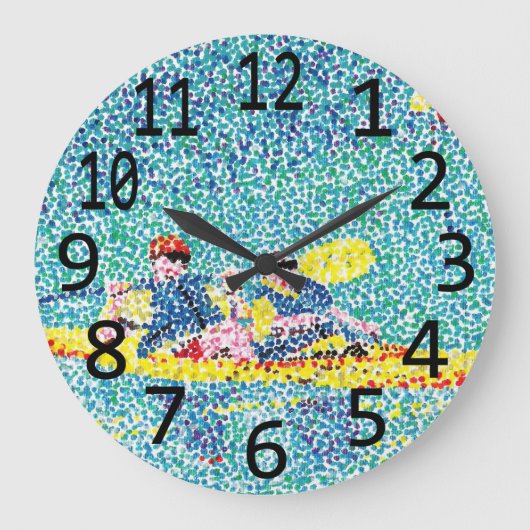 Kayak Kayaking Scene Pointillism Wall Clocks Grote Klok (Voorkant)