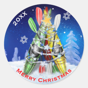 Kayak-kerstboom, aangepast ronde sticker