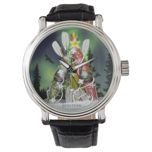 Kayak kerstboom Aurora Borealis kayaking Horloge
