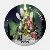 Kayak kerstboom Aurora Borealis Metalen Ornament (Achterkant)