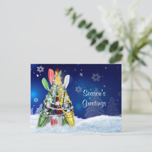 Kayak kerstboom feestdagenkaart (Staand voorkant)