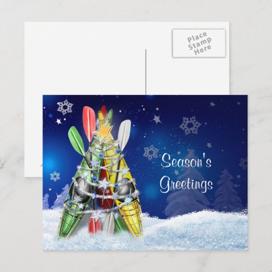 Kayak kerstboom feestdagenkaart (Voorkant / Achterkant)