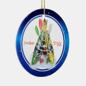 Kayak kerstboom gepersonaliseerd keramisch ornament (Rechts)
