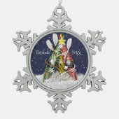 Kayak-kerstboom kayakcadeaus gepersonaliseerd tin sneeuwvlok ornament (Voorkant)