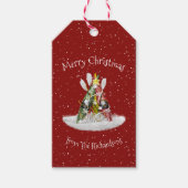 Kayak-kerstboom kayaks paddles gepersonaliseerd cadeaulabel (Voorkant)