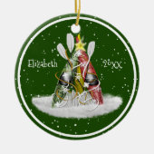 Kayak-kerstboom kayaks paddles gepersonaliseerd keramisch ornament (Voorkant)