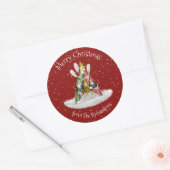 Kayak-kerstboom kayaks paddles gepersonaliseerd ronde sticker (Envelop)