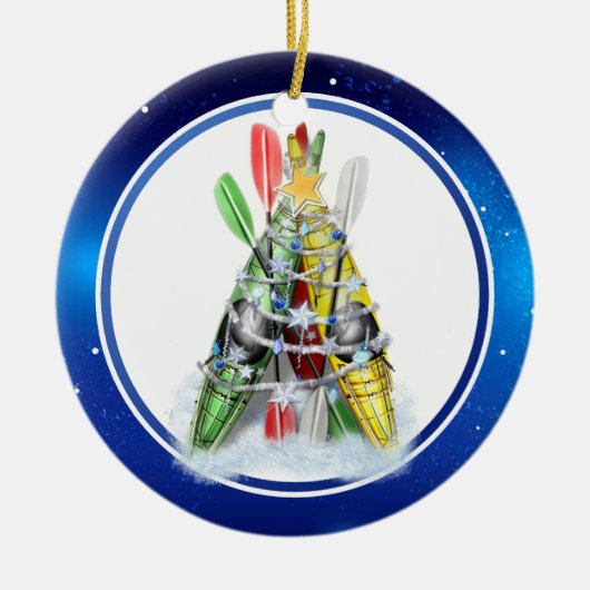 Kayak kerstboom keramisch ornament (Voorkant)