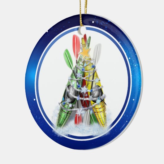 Kayak kerstboom keramisch ornament (Links)