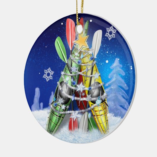 Kayak kerstboom keramisch ornament (Links)