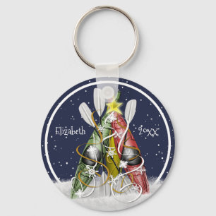 Kayak-kerstboom met kayak-paddling sleutelhanger