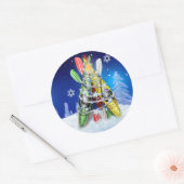 Kayak kerstboom ronde sticker (Envelop)