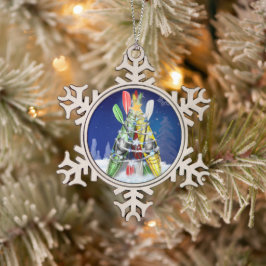 Kayak kerstboom tin sneeuwvlok ornament