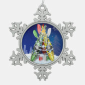 Kayak kerstboom tin sneeuwvlok ornament (Voorkant)