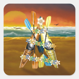 Kayak kerstboom - Tropisch Vierkante Sticker