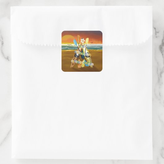 Kayak kerstboom - Tropisch Vierkante Sticker (Tas)