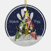 Kayak-kerstboom winterkayaks-paddels keramisch ornament (Voorkant)