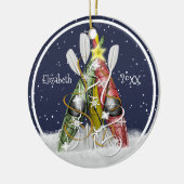 Kayak-kerstboom winterkayaks-paddels keramisch ornament (Links)