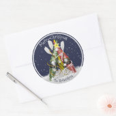 Kayak kerstboom wintertijd kayakpaddling ronde sticker (Envelop)