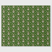 Kayak-kerstboompatroon feestelijke kayaks groen cadeaupapier (Vlak)