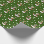 Kayak-kerstboompatroon feestelijke kayaks groen cadeaupapier (Hoek)