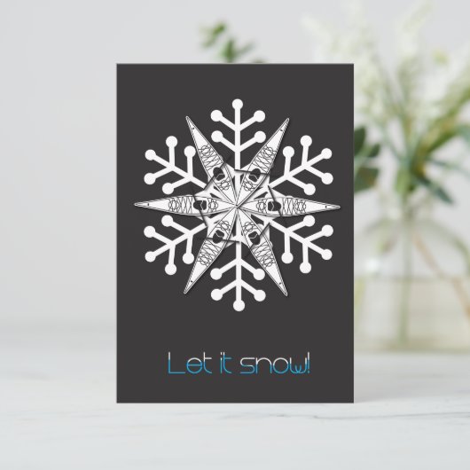 Kayak kerstkaart "Laat het sneeuwen!" uitnodiging (Staand voorkant)