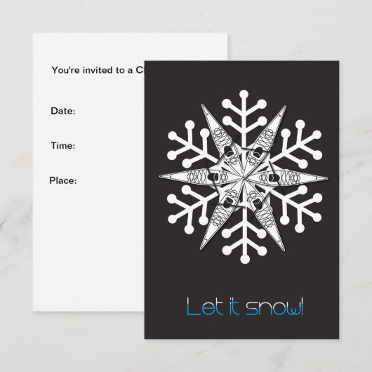 Kayak kerstkaart "Laat het sneeuwen!" uitnodiging (Voorkant / Achterkant)