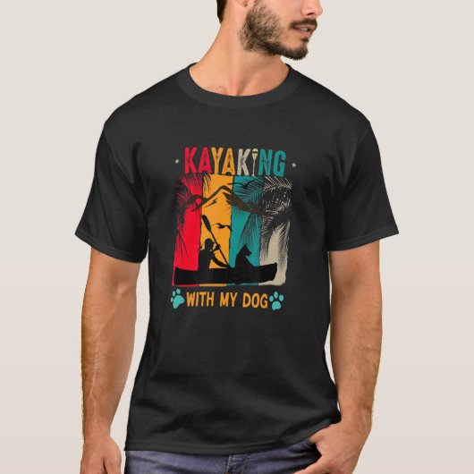Kayak met Dog Paddler Kayak Driver Retro T-shirt (Voorkant)