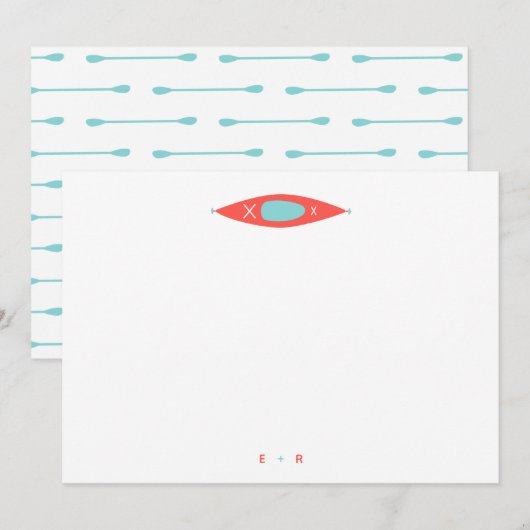 Kayak Modern Aqua Blauwe Persoonlijke Briefpapier Notitiekaartje (Voorkant / Achterkant)