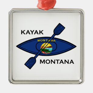 Kayak Montana Flag Metalen Ornament
