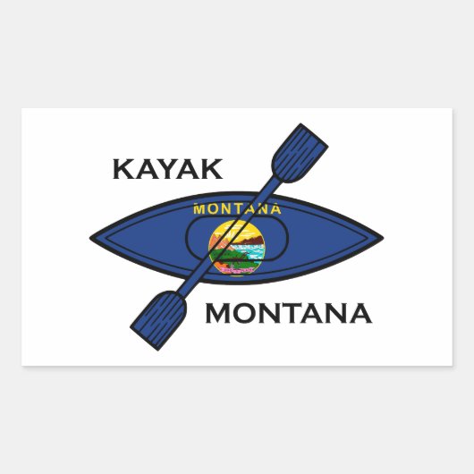 Kayak Montana Flag Rechthoekige Sticker (Voorkant)