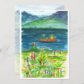 Kayak Mountain Lake Uitnodiging voor het Retiremen (Voorkant / Achterkant)