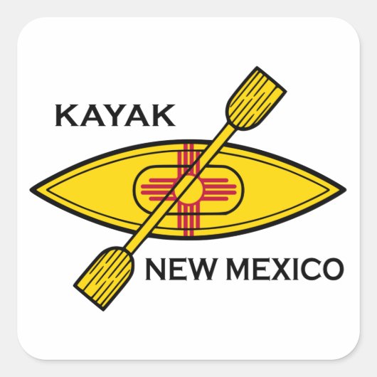 Kayak New Mexico Flag Vierkante Sticker (Voorkant)