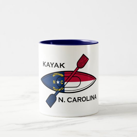 Kayak North Carolina Flag Tweekleurige Koffiemok (Center)