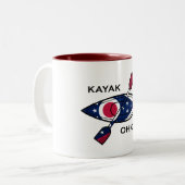 Kayak Ohio Flag Tweekleurige Koffiemok (Voorkant links)