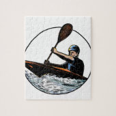 Kayak Paddler Canoe Scratchboard Legpuzzel (Verticaal)