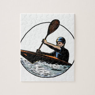 Kayak Paddler Canoe Scratchboard Legpuzzel