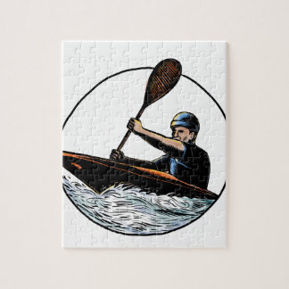 Kayak Paddler Canoe Scratchboard Legpuzzel
