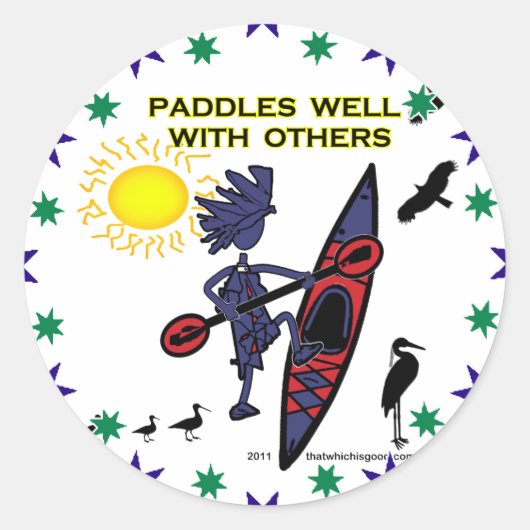Kayak Paddles goed met anderen II Ronde Sticker (Voorkant)