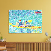 Kayak River Scene in Pointillism, gewatteerd Canva Canvas Afdruk (Insitu (Woonkamer))
