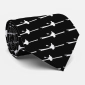 Kayak Silhouette White op zwart Stropdas (Opgerold)