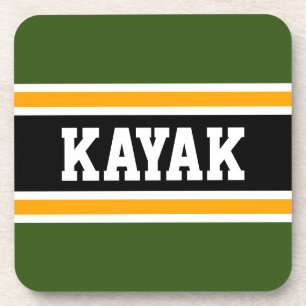 KAYAK Sportief Bold 70s Groen Oranje Zwart Strepen Bier Onderzetter