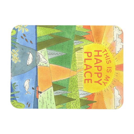 Kayak Sunrise met zeehonden Happy Place Magneet (Horizontaal)