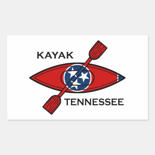 Kayak Tennessee Flag Rechthoekige Sticker (Voorkant)