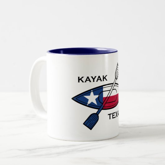 Kayak Texas Flag Tweekleurige Koffiemok (Voorkant links)