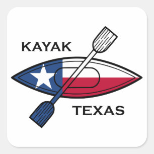 Kayak Texas Flag Vierkante Sticker